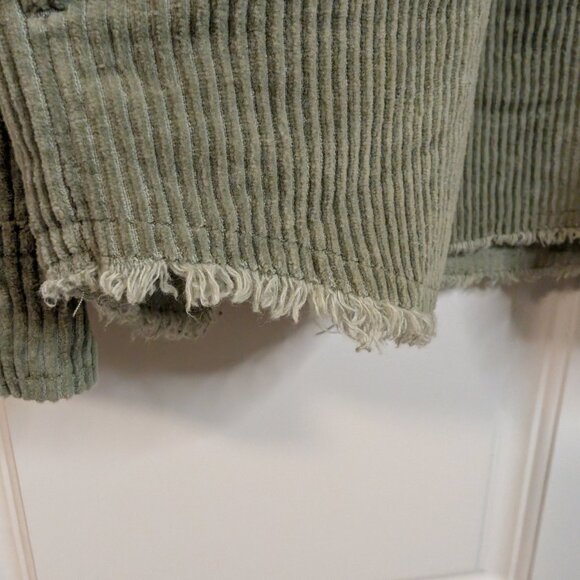 Zara Sage Corduroy Oversized Shacket - Size Small, Cotton, Raw Hem, Boho Style - Picture 6 of 10